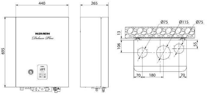 Габаритные размеры Navien Deluxe Plus